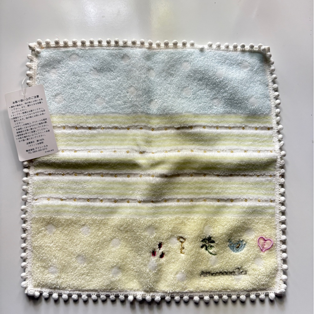 Japan Afternoon Tea Mini Hand Towel New with Tags Blue 9.5"x9.5" Cotton